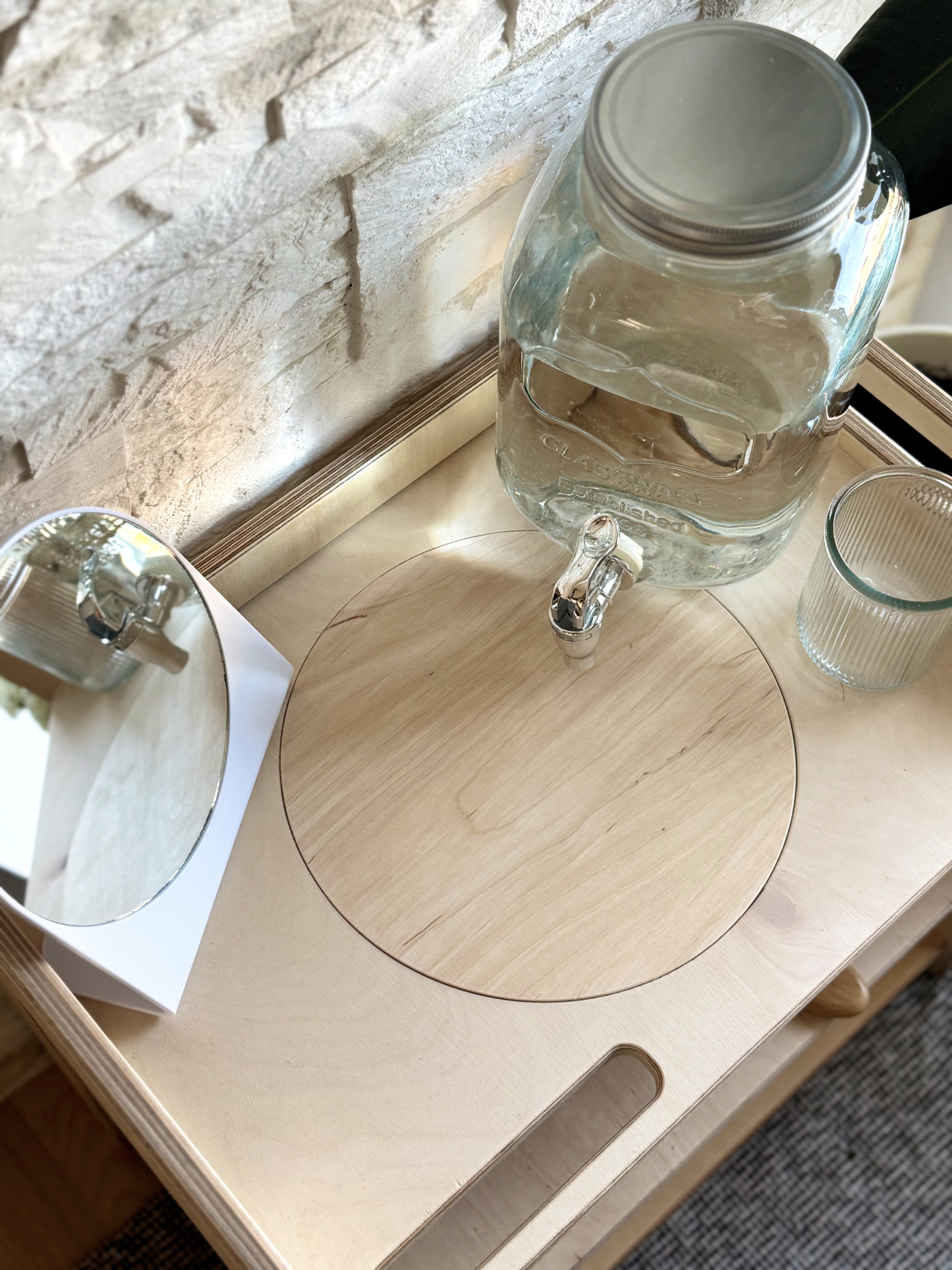 Montessori Wash Station with Lid – Wooden Toddler Self-Care Unit