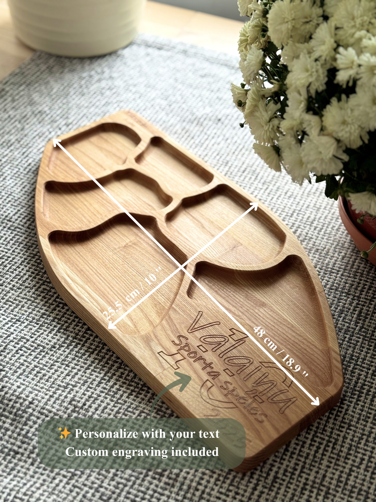 Personalized Oak Charcuterie Board – Handmade Wooden Snack Platter