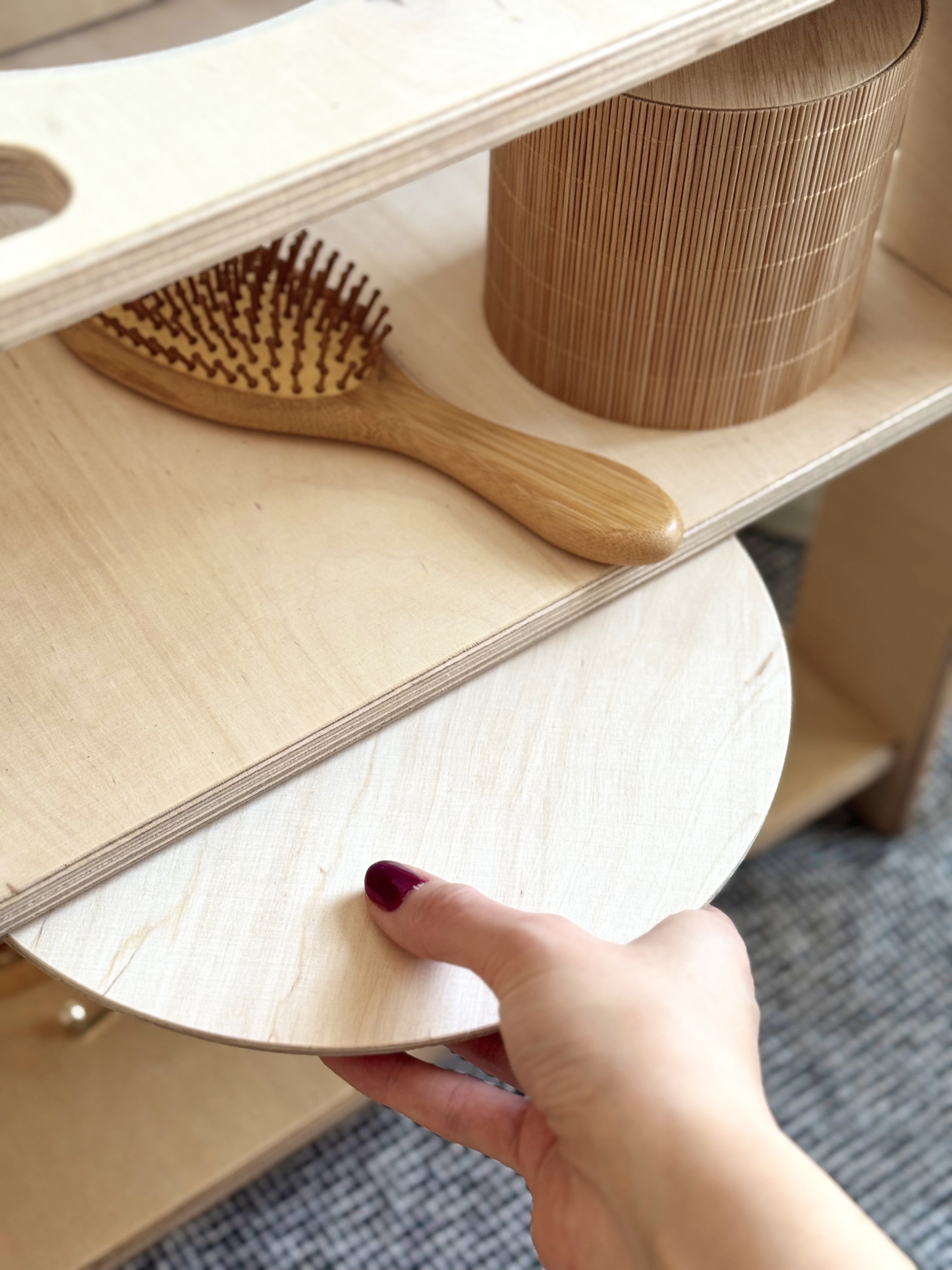 Montessori Wash Station with Lid – Wooden Toddler Self-Care Unit