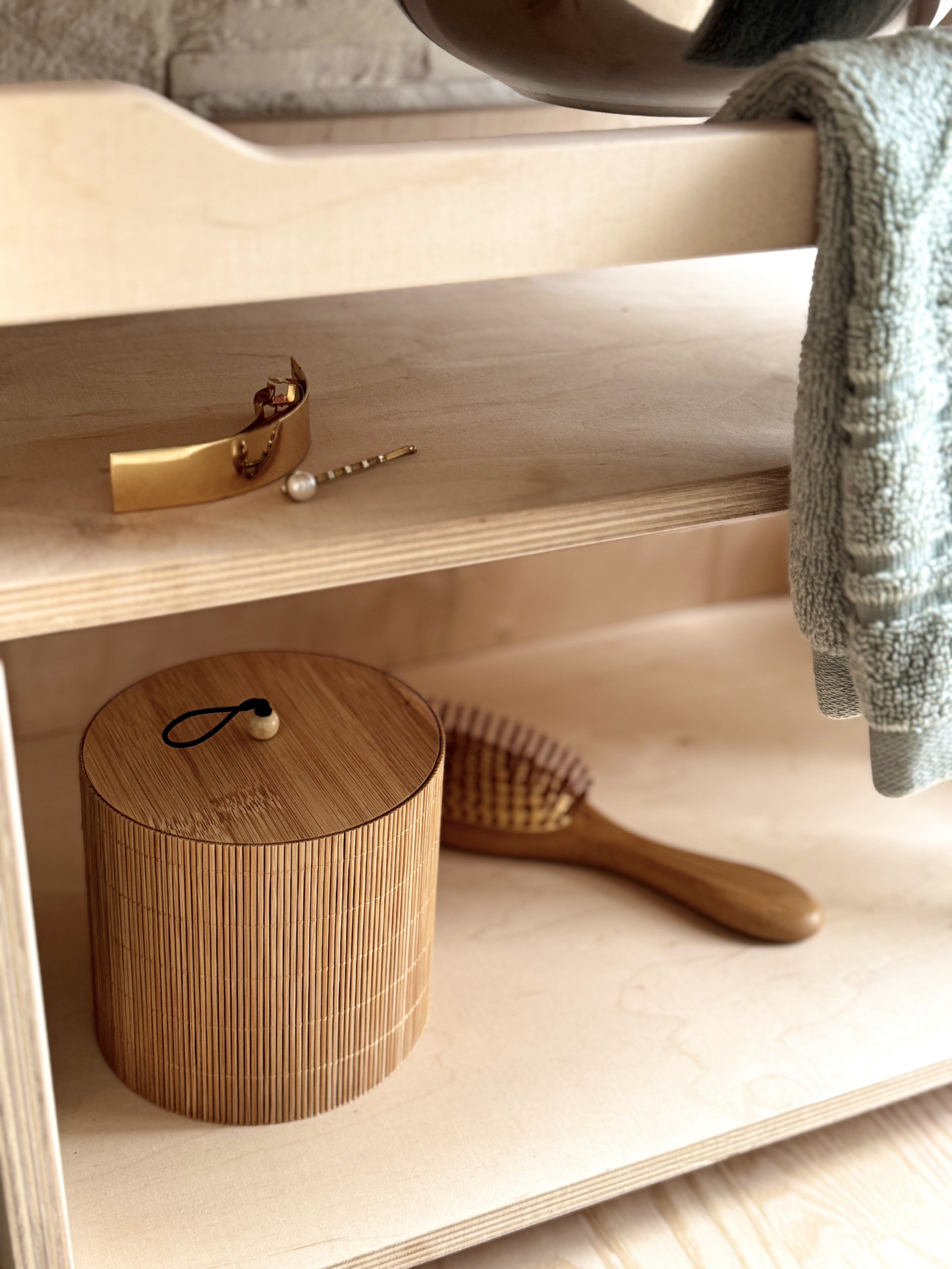 Montessori Wooden Washbasin – Kids Sink with Storage Shelves