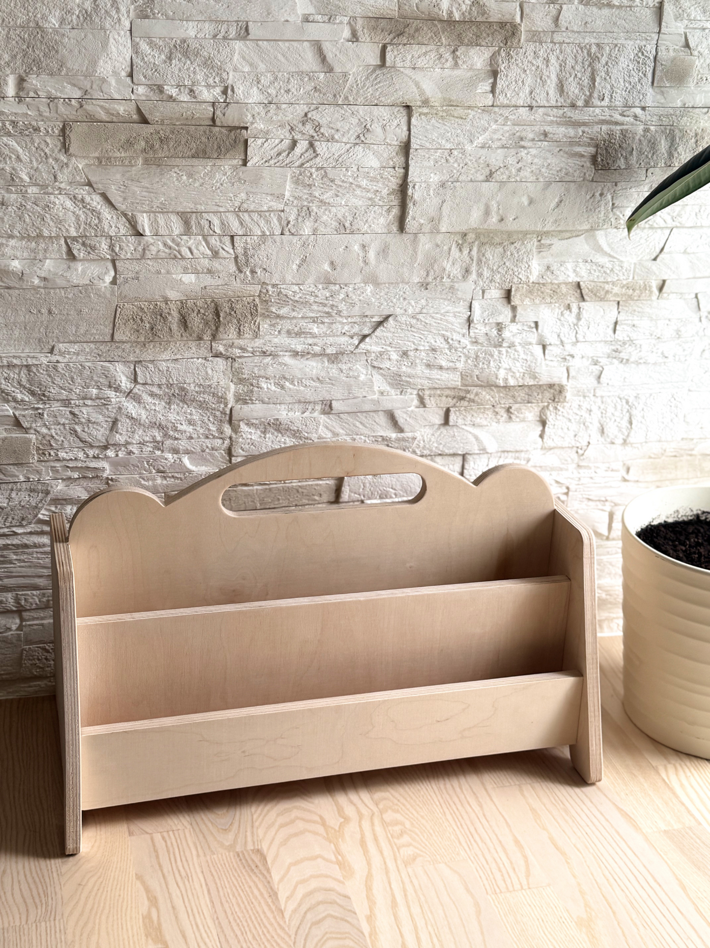 Montessori-Bücherregal aus Holz – Doppelseitiges Kinderbuch-Ausstellungsregal