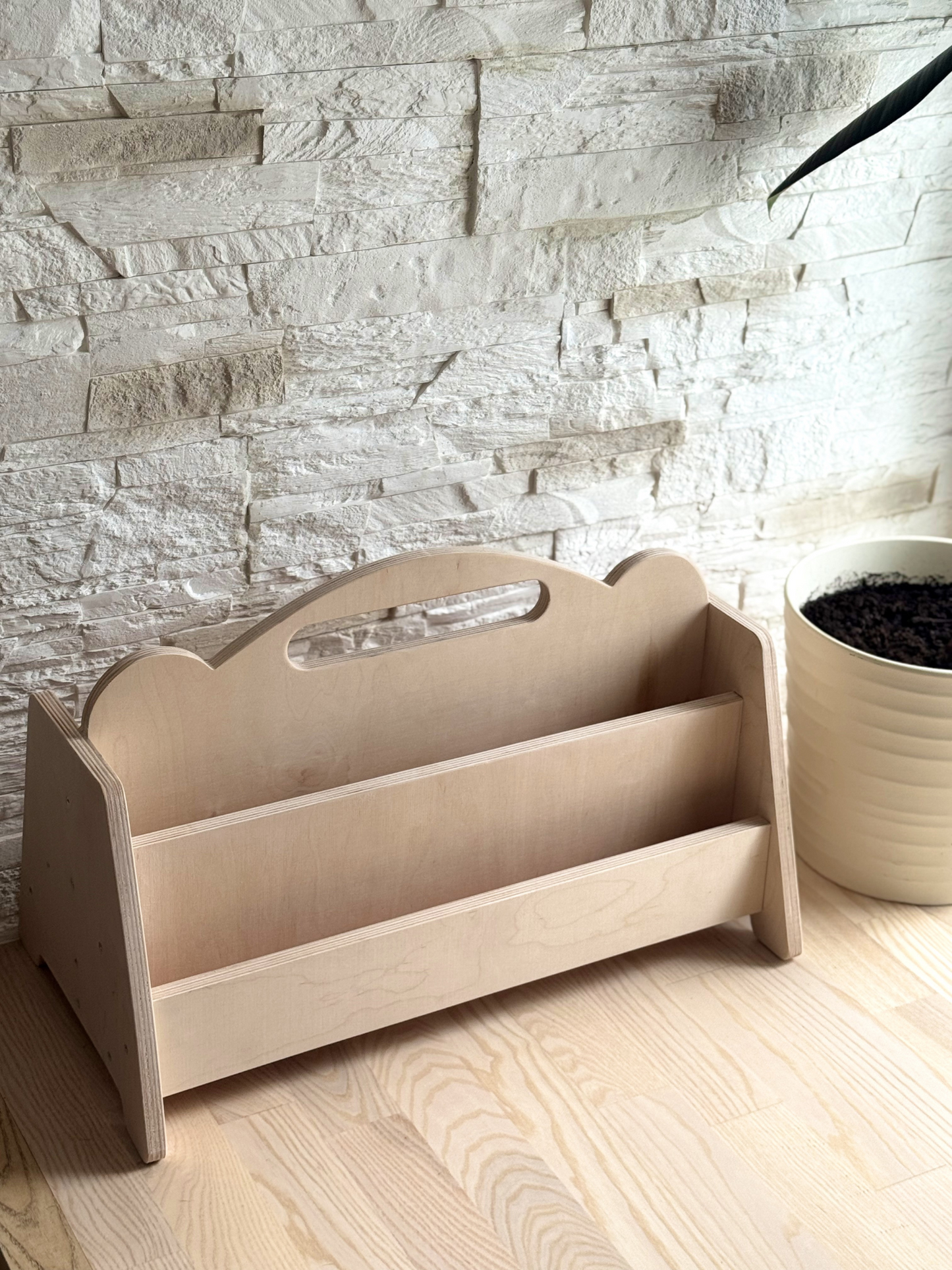 Montessori-Bücherregal aus Holz – Doppelseitiges Kinderbuch-Ausstellungsregal