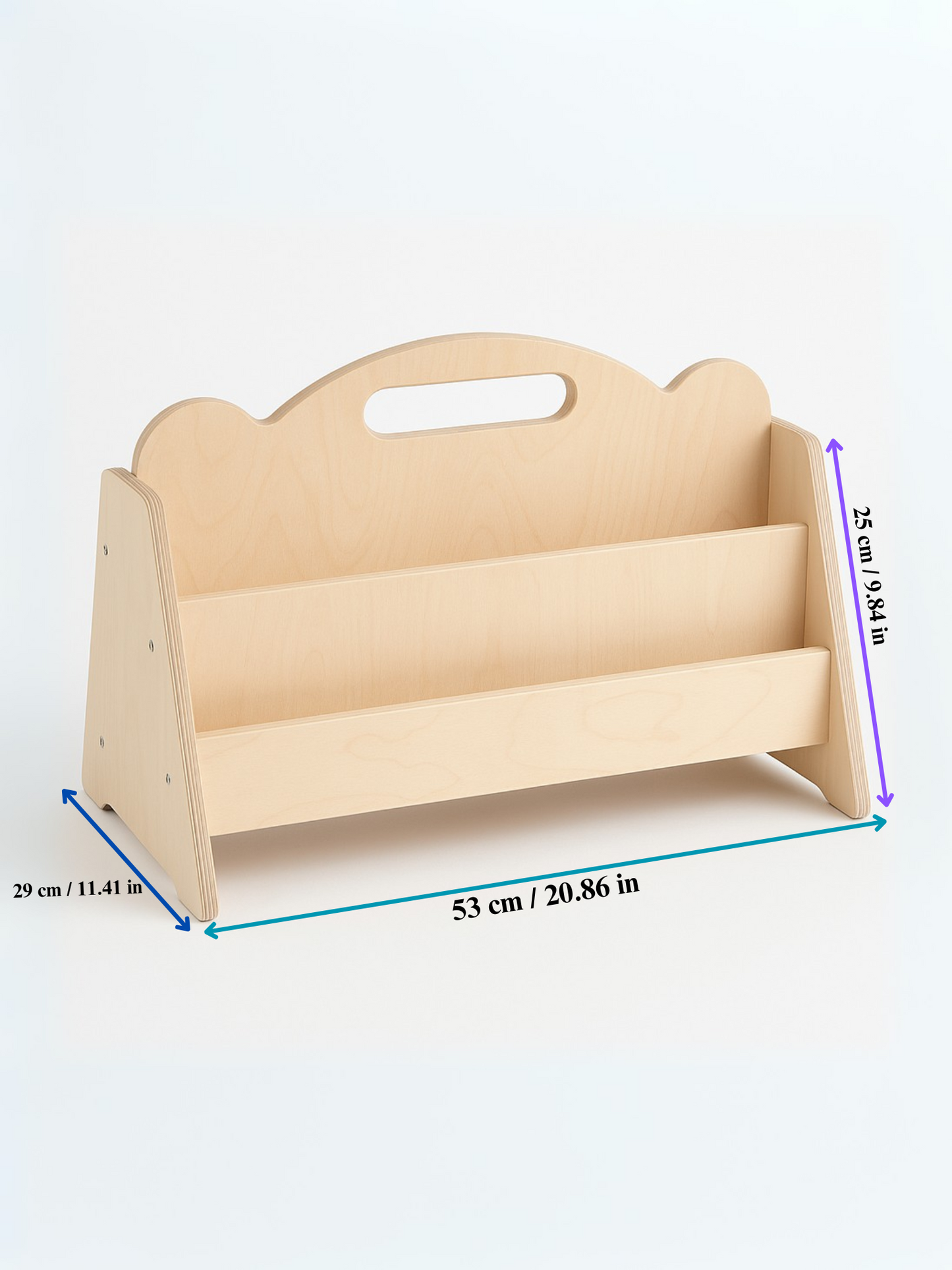 Montessori Wooden Bookshelf – Double Sided Kids Book Display Rack