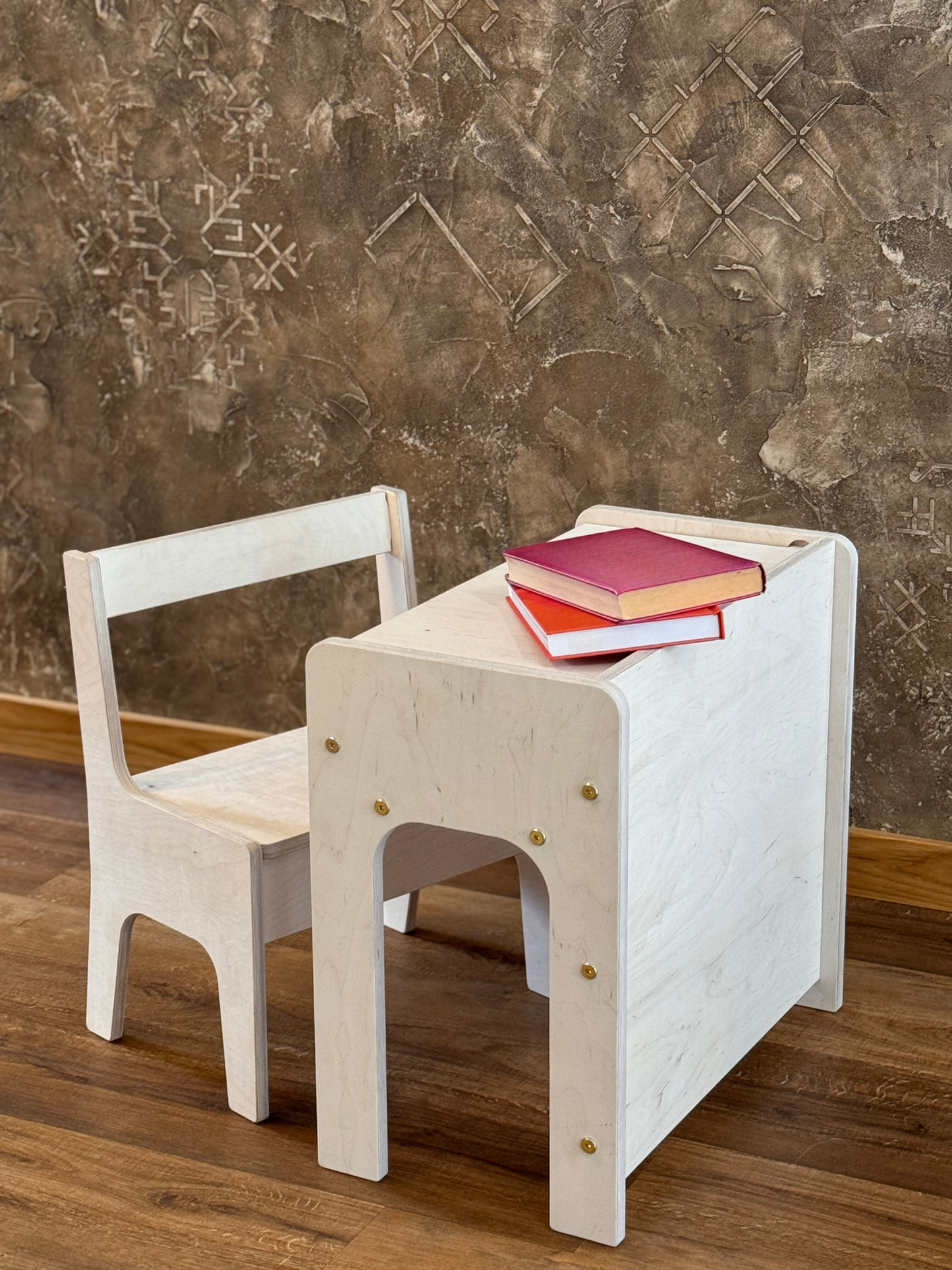 Kids Wooden Table and Chair Set with Storage