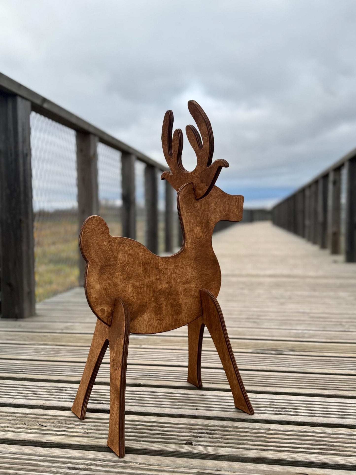 Wooden Reindeer Decoration | Rustic Holiday Home & Yard Ornament