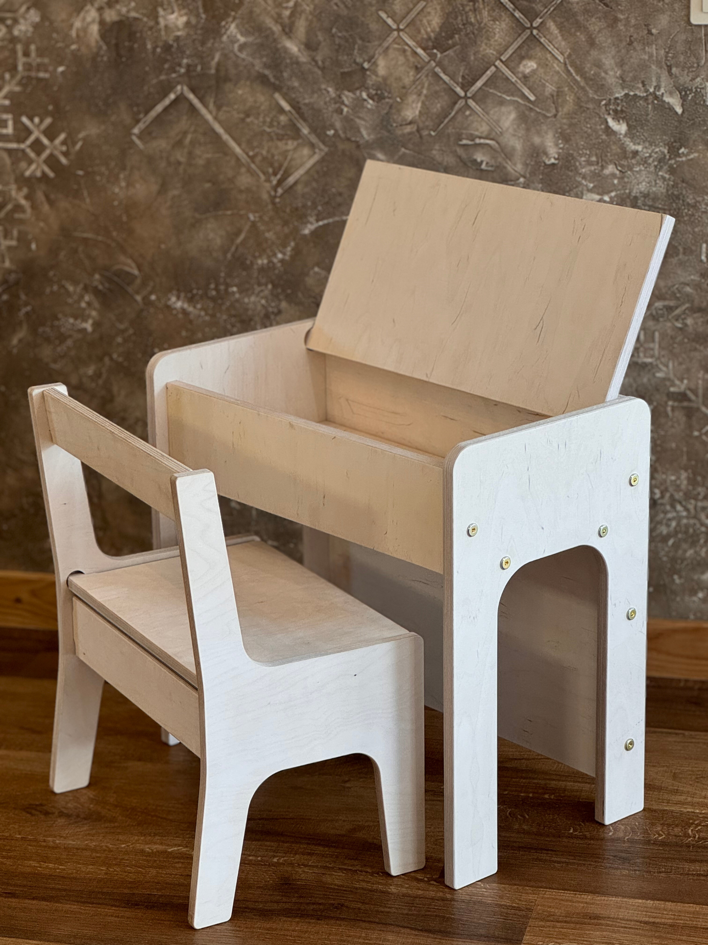 Kids Wooden Table and Chair Set with Storage
