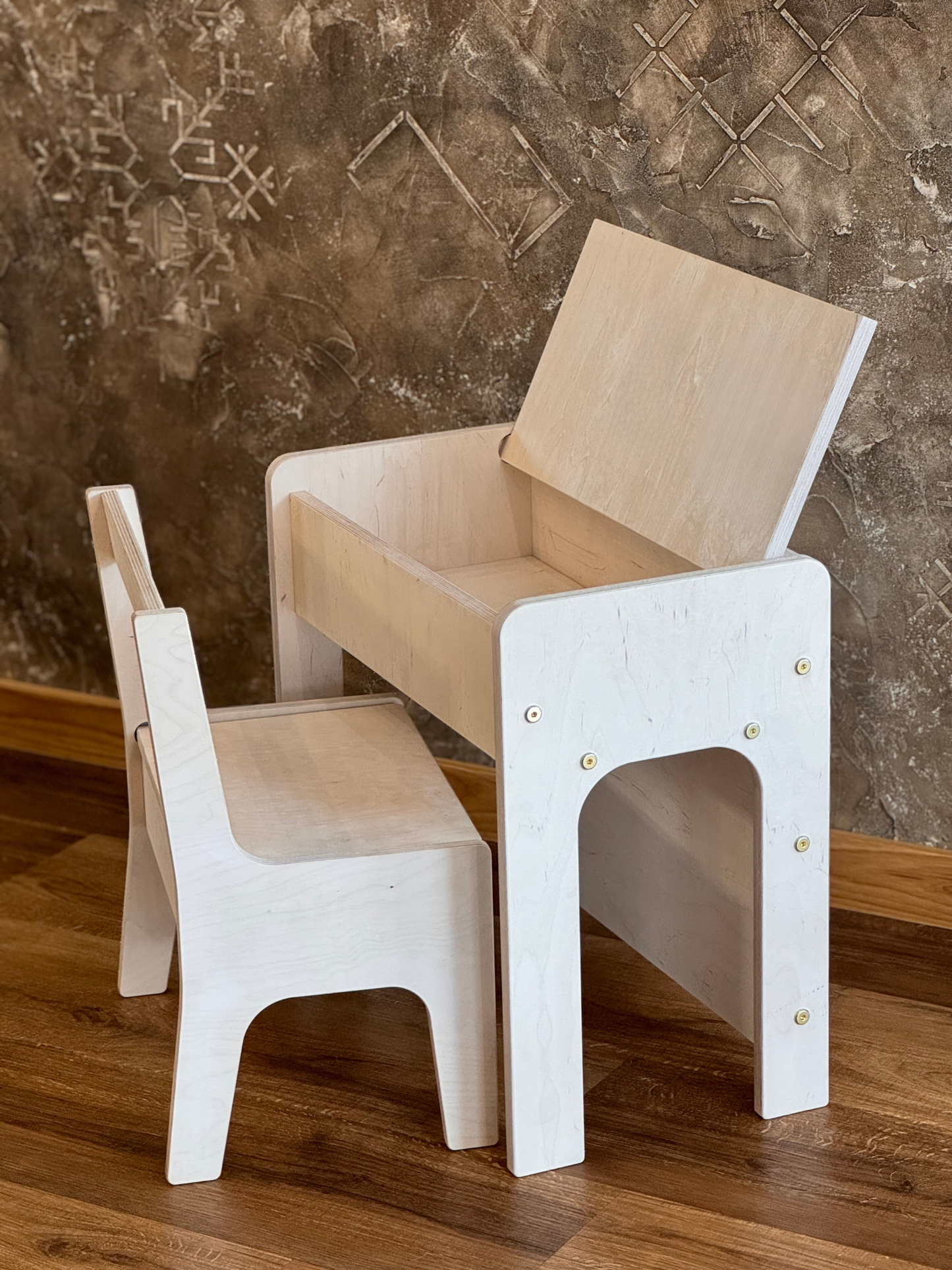 Kids Wooden Table and Chair Set with Storage