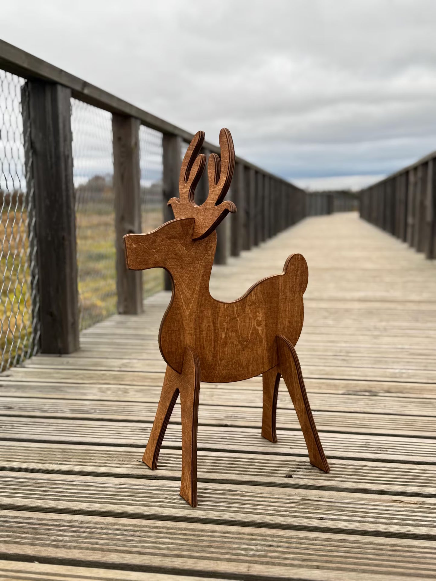 Wooden Reindeer Decoration | Rustic Holiday Home & Yard Ornament