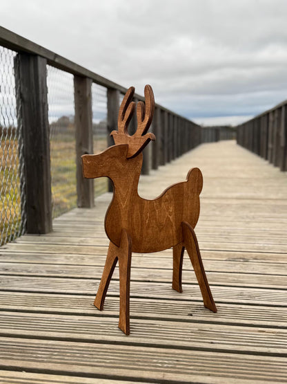 Wooden Reindeer Decoration | Rustic Holiday Home & Yard Ornament