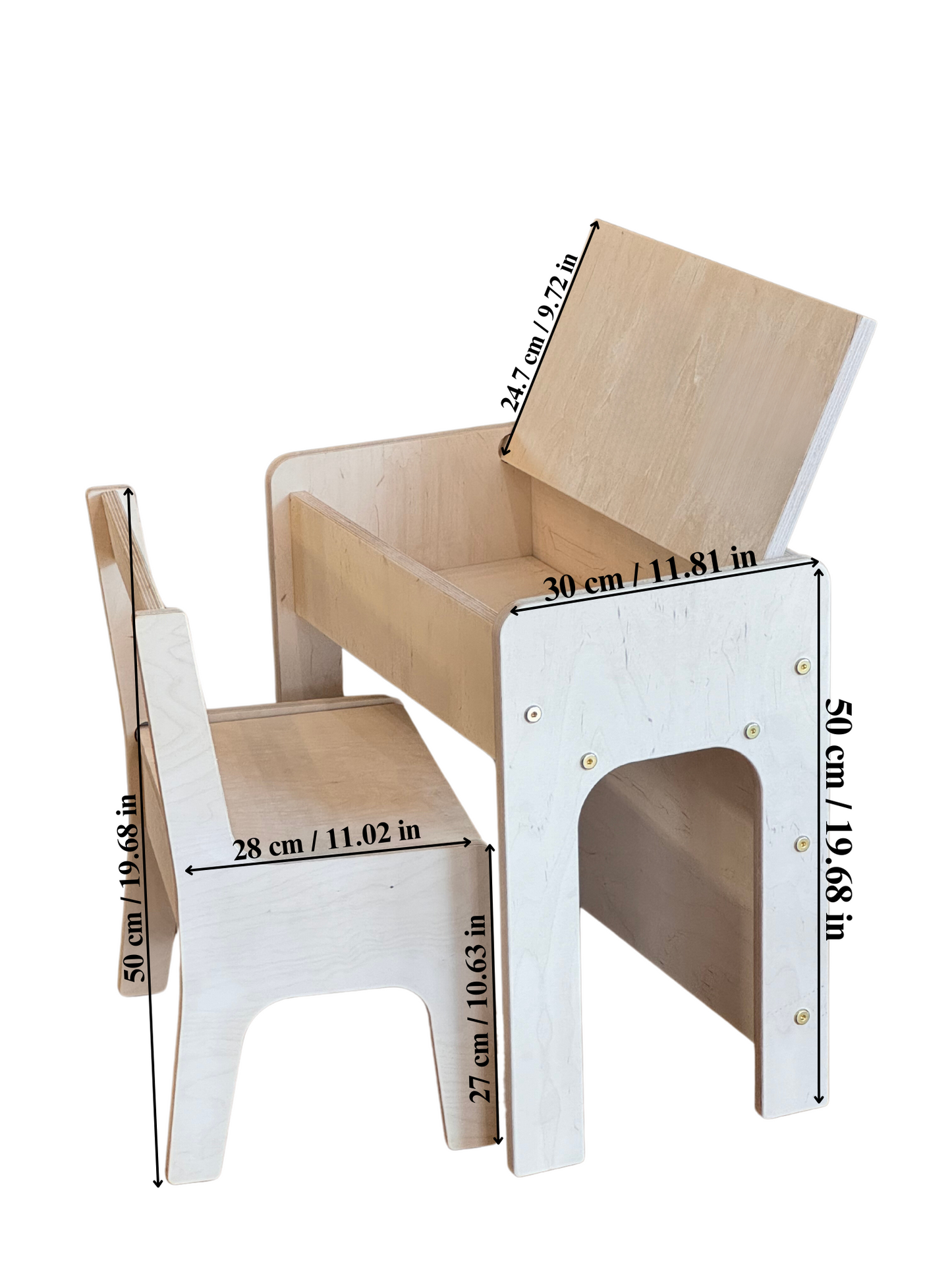 Kids Wooden Table and Chair Set with Storage