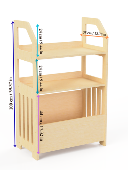 Montessori Wooden Shelf With Toy Storage