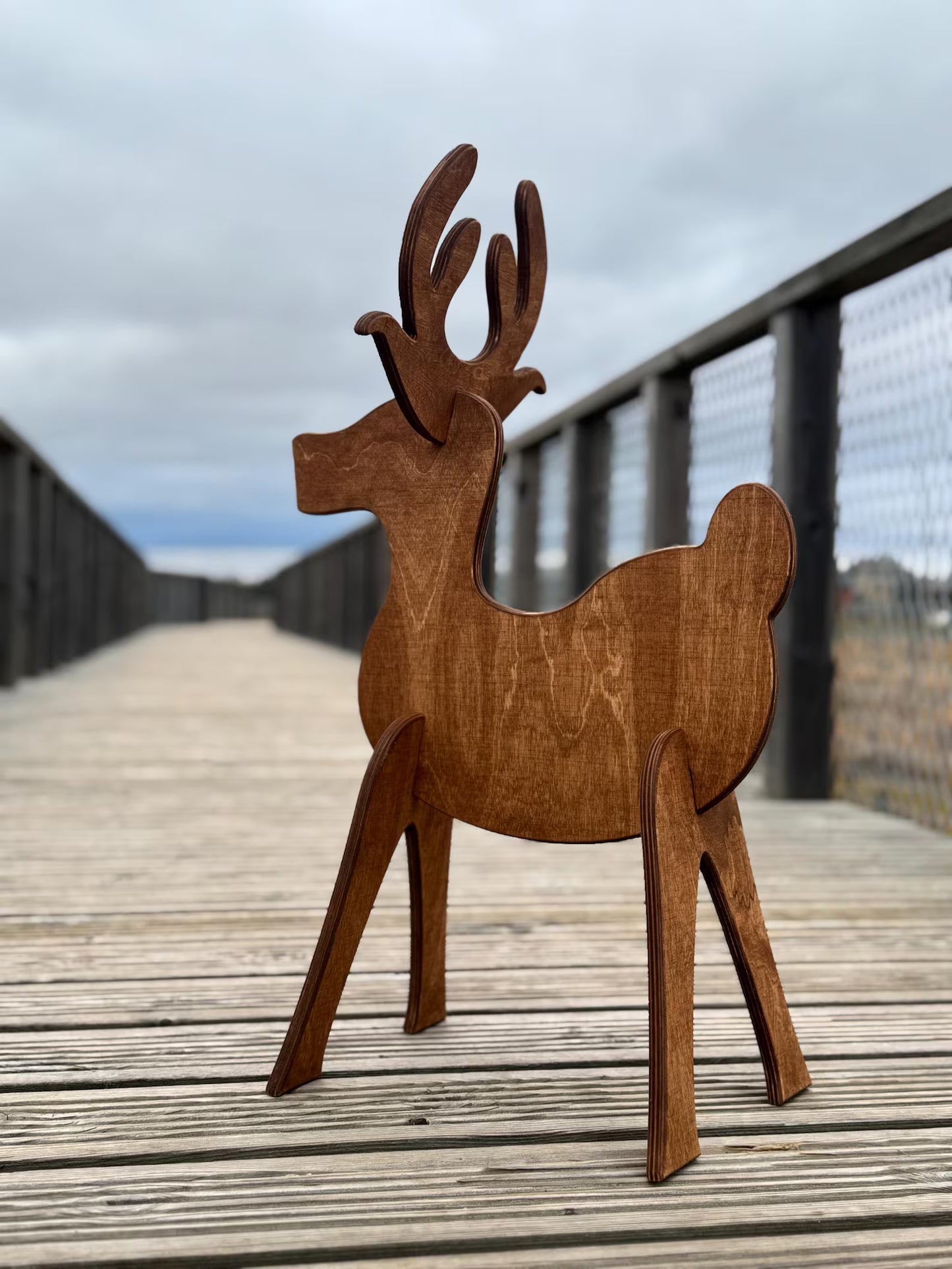 Wooden Reindeer Decoration | Rustic Holiday Home & Yard Ornament