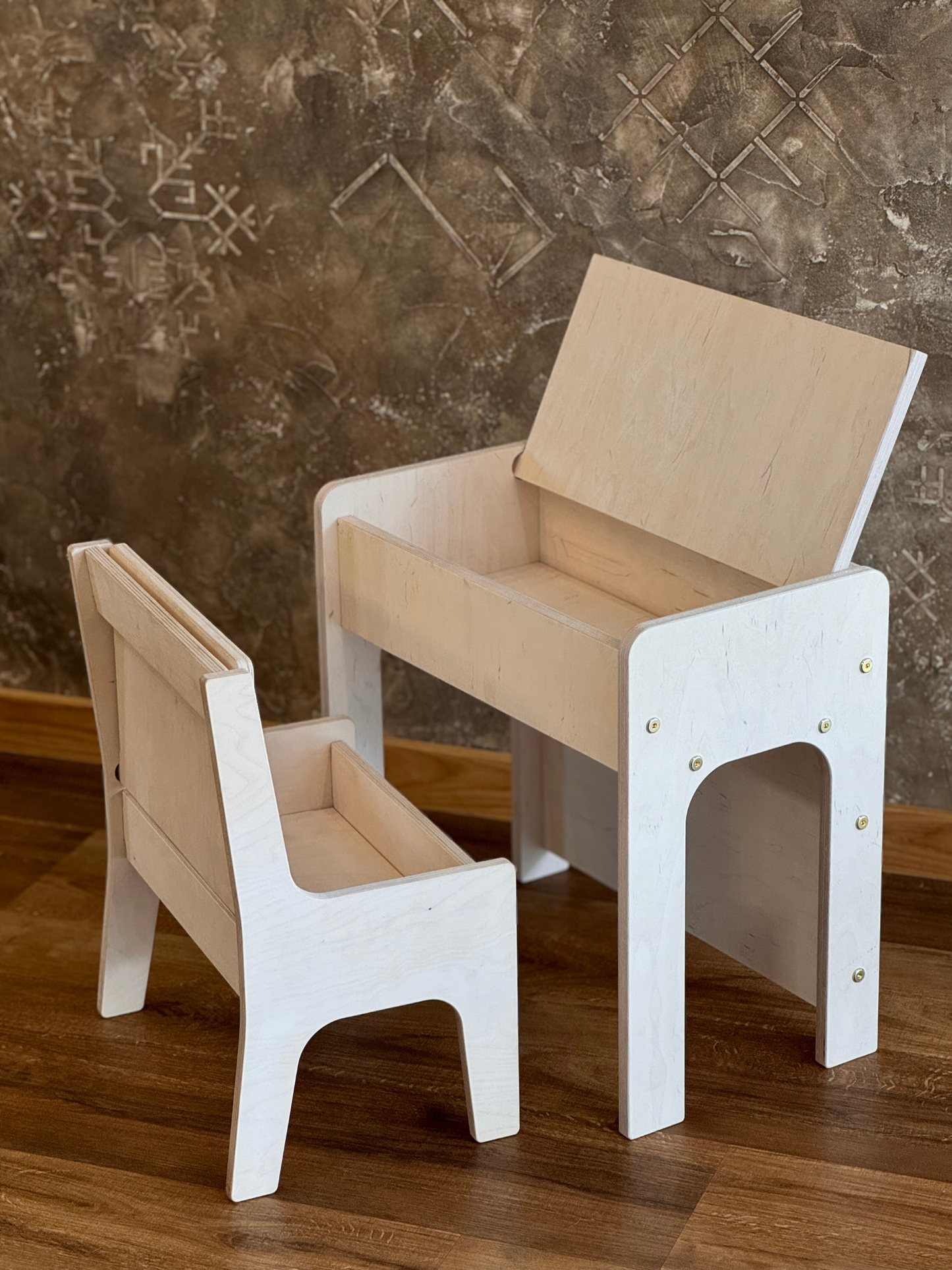 Kids Wooden Table and Chair Set with Storage
