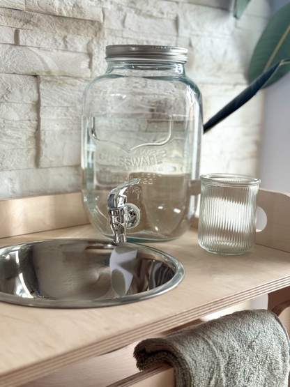 Montessori Wooden Washbasin – Kids Sink with Storage Shelves