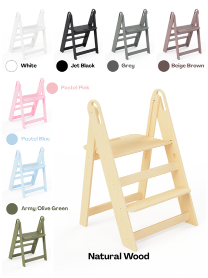 Wooden Step Stool – Adjustable Birch Stool for Kids & Adults