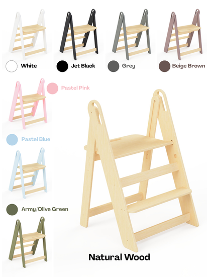 Wooden Step Stool – Adjustable Birch Stool for Kids & Adults