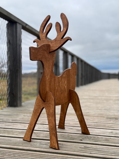 Wooden Reindeer Decoration | Rustic Holiday Home & Yard Ornament