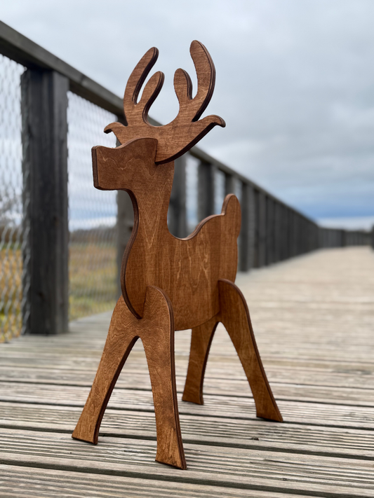 Wooden Reindeer Decoration | Rustic Holiday Home & Yard Ornament