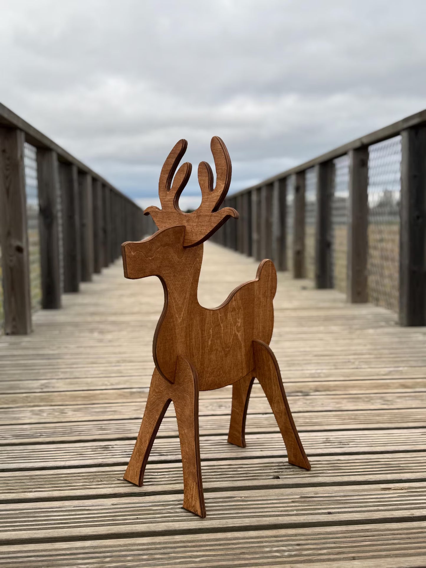 Wooden Reindeer Decoration | Rustic Holiday Home & Yard Ornament