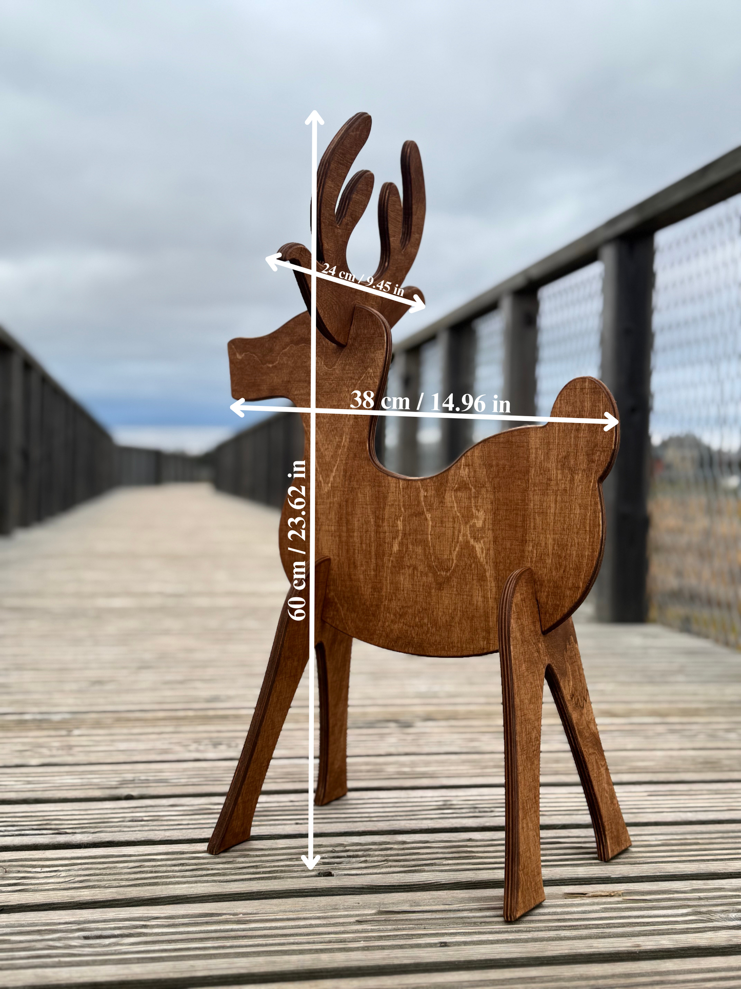 Wooden Reindeer Decoration | Rustic Holiday Home & Yard Ornament