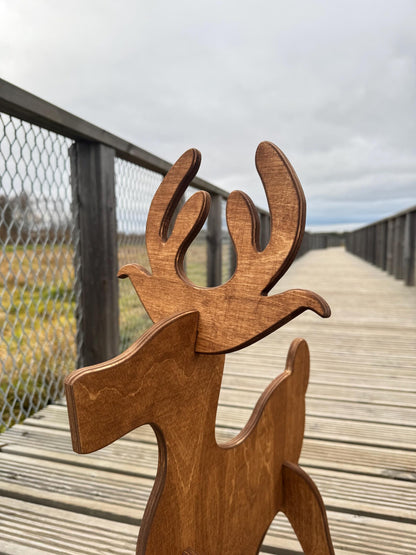 Wooden Reindeer Decoration | Rustic Holiday Home & Yard Ornament