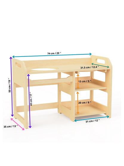 Montessori Wooden Washbasin – Kids Sink with Storage Shelves