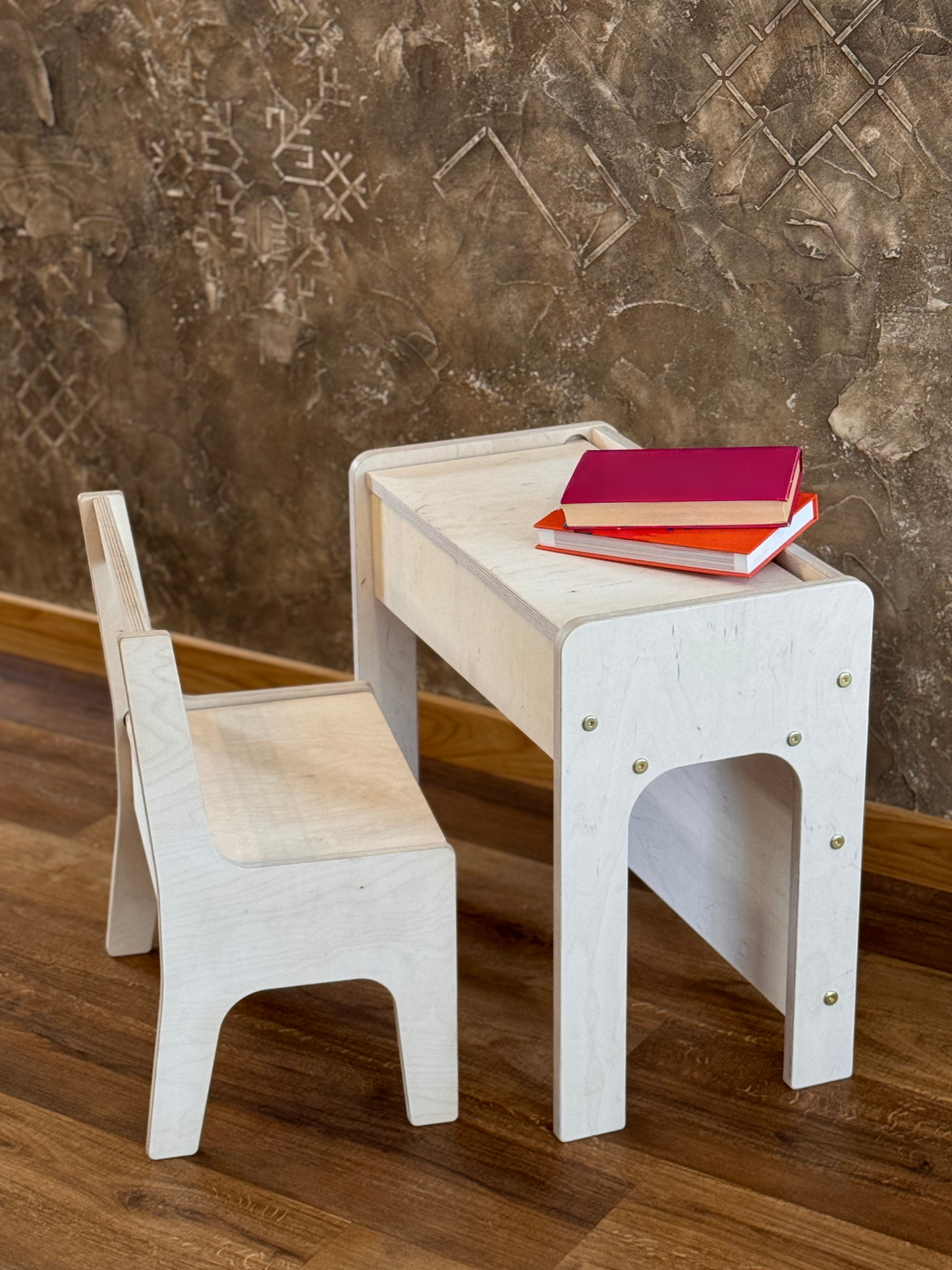 Kids Wooden Table and Chair Set with Storage
