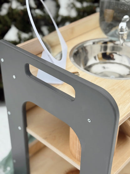 GRAY Montessori Wash Station with Lid | Small Single