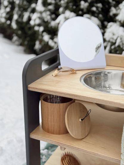 GRAY Montessori Wash Station with Lid | Small Single