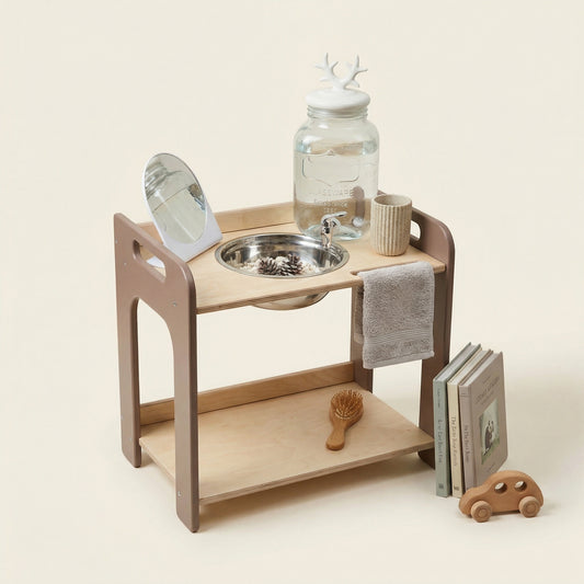 BEIGE BROWN Montessori Open-Bowl Wash Station