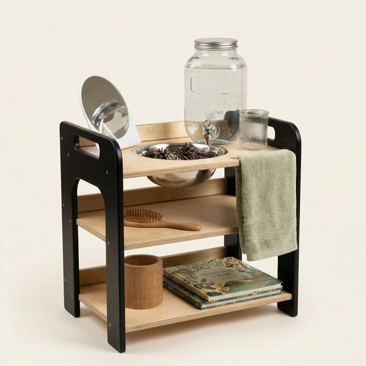 BLACK Montessori Wash Station with Lid | Small Single