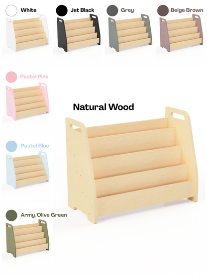 Montessori Wooden Bookshelf – Kids Front Facing Book Display