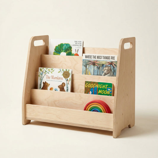 Montessori Wooden Bookshelf – Kids Front Facing Book Display