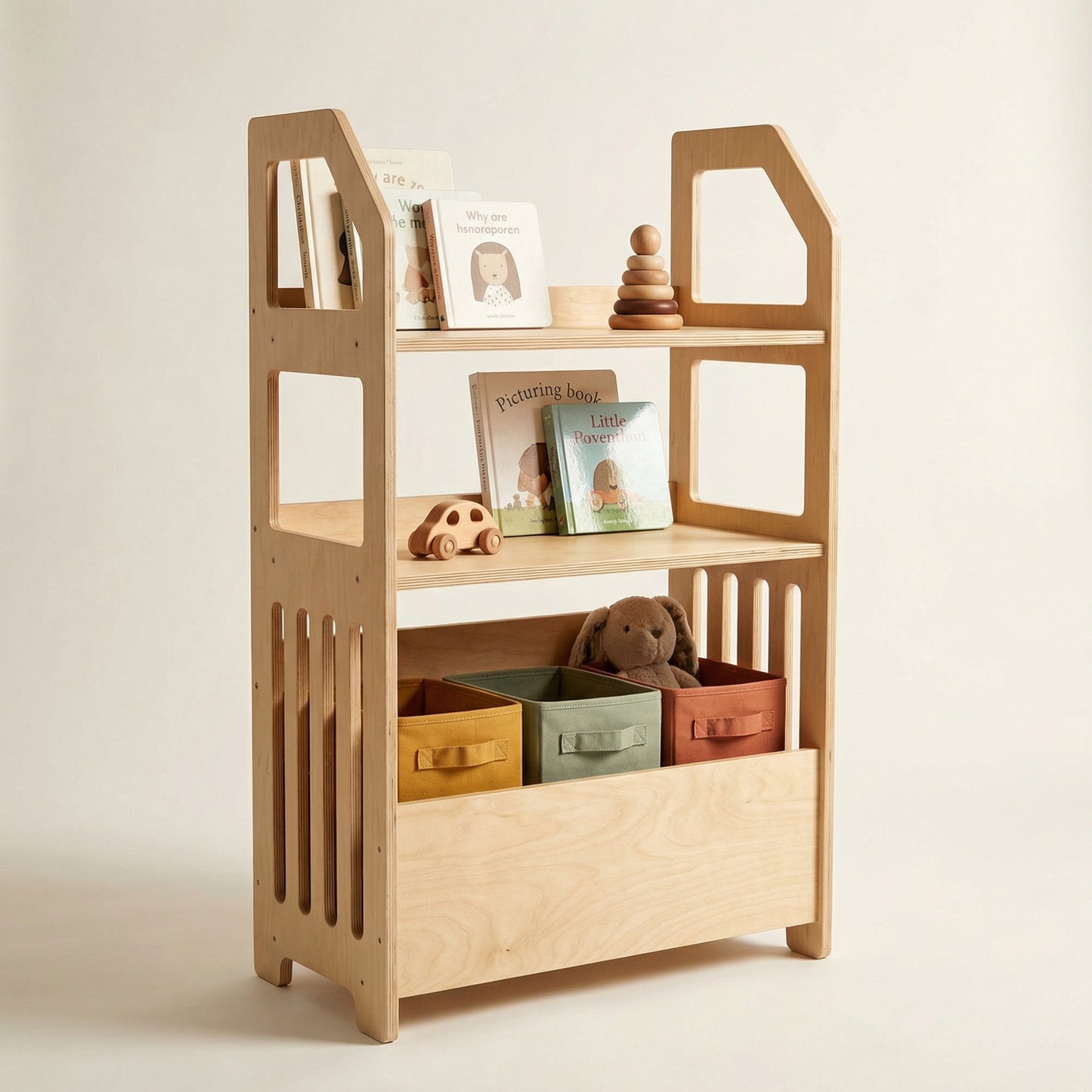 Montessori Wooden Shelf – Kids Storage Organizer